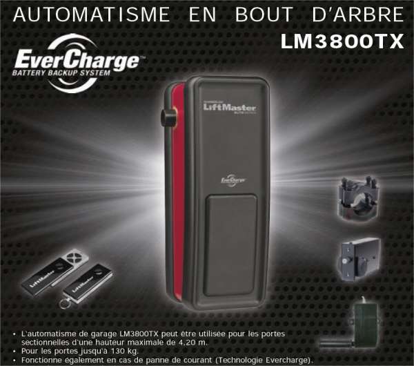 LIFTMASTER LM3800TX Kit Motorisation 3800 TX complte en bout d'arbre pour porte de garage 